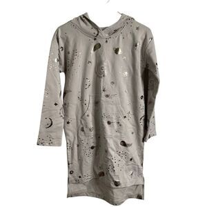 Tea Collection Girls Starry Skies Hooded Hi-Lo Hem Dress 14 Pale Gray Play Cloth